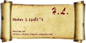 Hohn Lipót névjegykártya